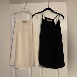 Two Loft sleeveless dress camis. Off white/cream & black. Size:medium